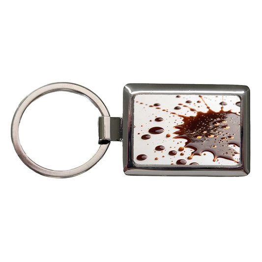 Close-Up of Spilled Coffee Rectangle Metal Keychain