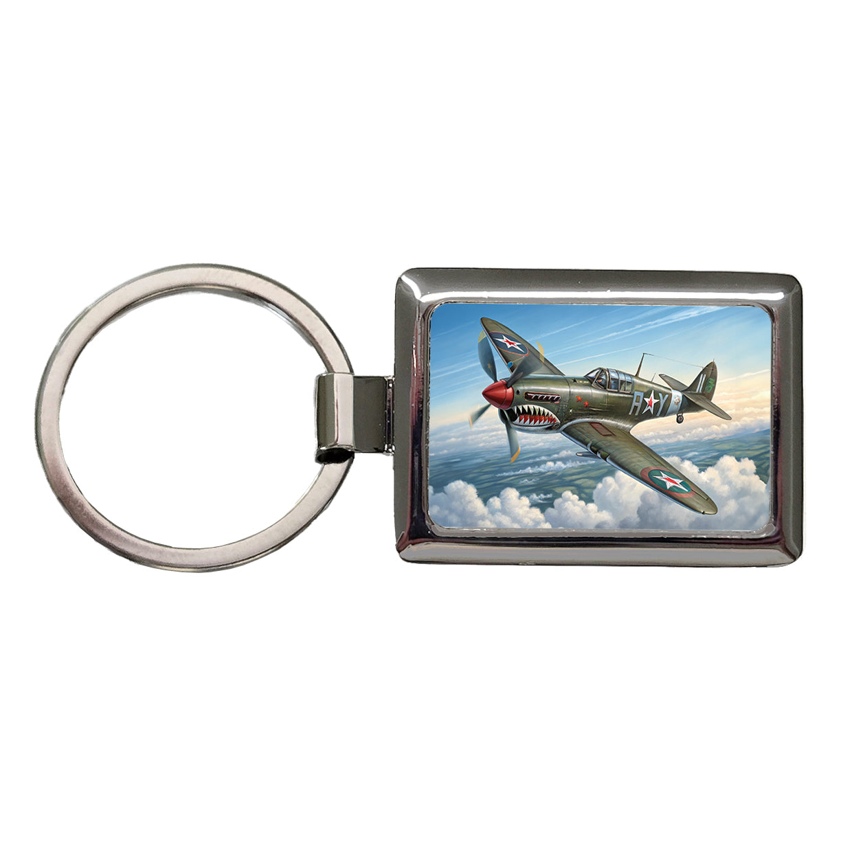 Curtiss P-40 Warhawk WWII US Fighter Bomber Plane Rectangle Metal Keychain