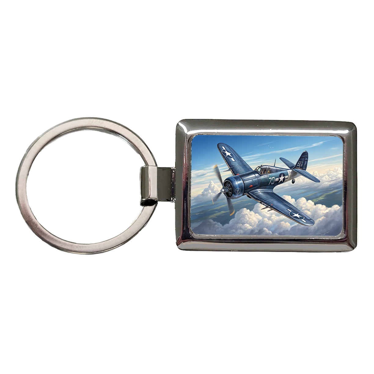 F4U Corsair WWII US Navy Marines Fighter Plane Rectangle Metal Keychain
