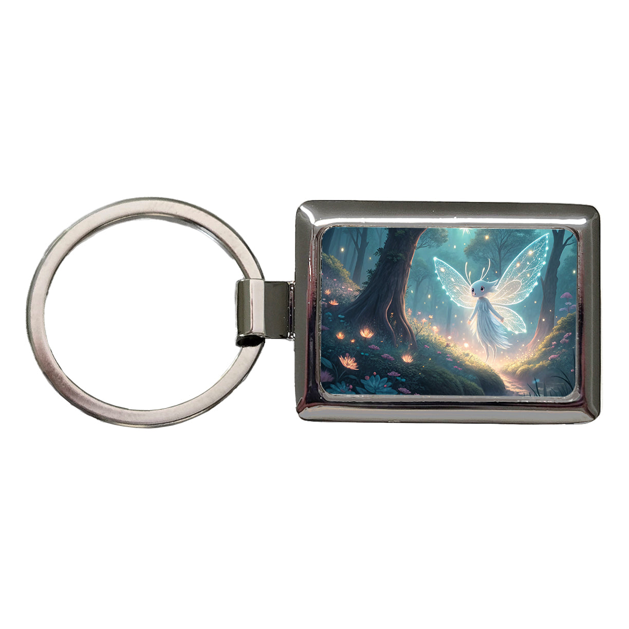 Forest Spirit Japanese Anime Style Fantasy Rectangle Metal Keychain