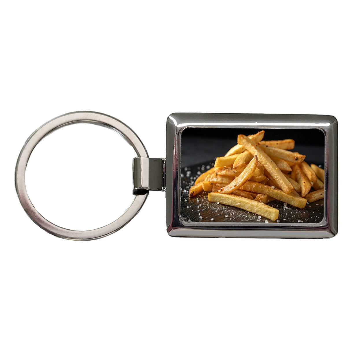 French Fries Rectangle Metal Keychain