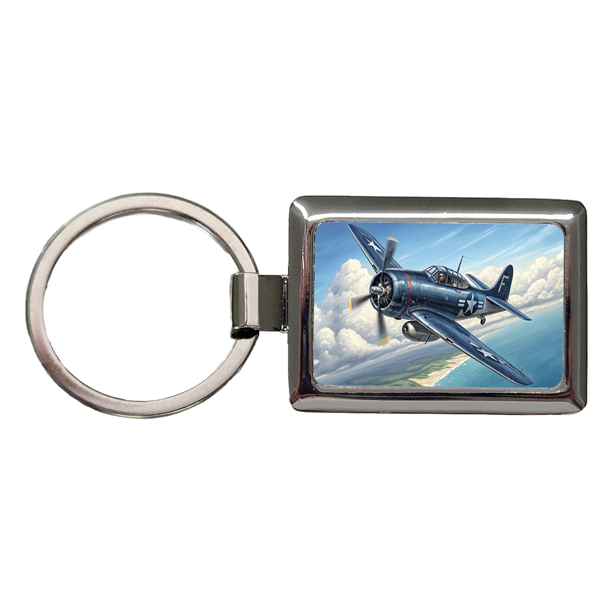 Grumman F6f Hellcat WWII US Navy Fighter Plane Rectangle Metal Keychain
