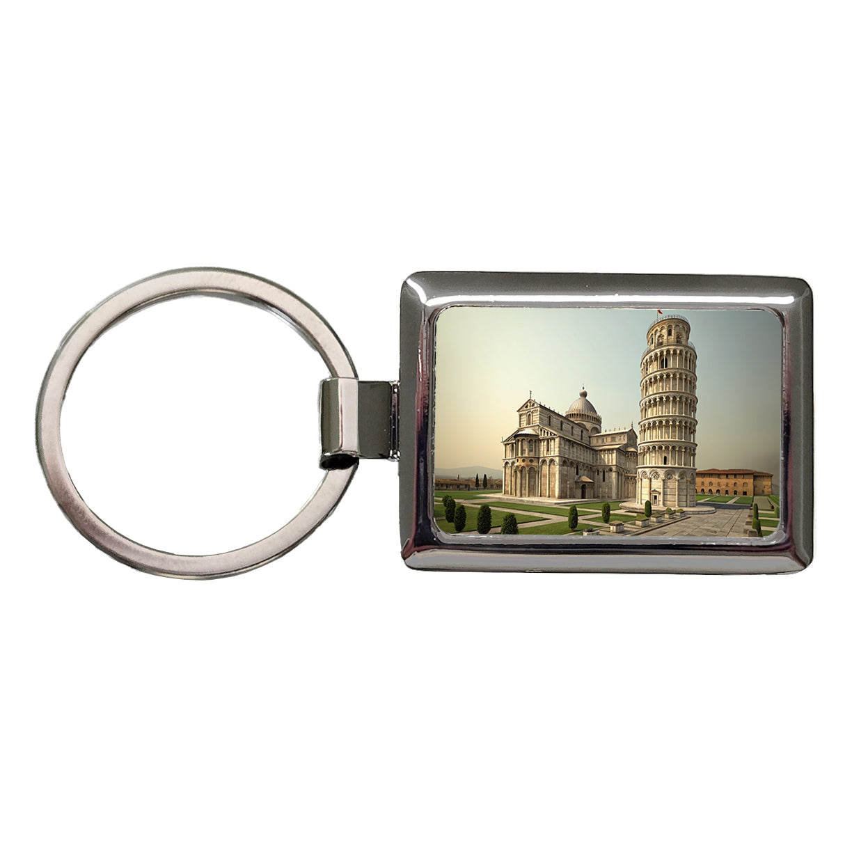 Leaning Tower Of Pisa Italy Rectangle Metal Keychain