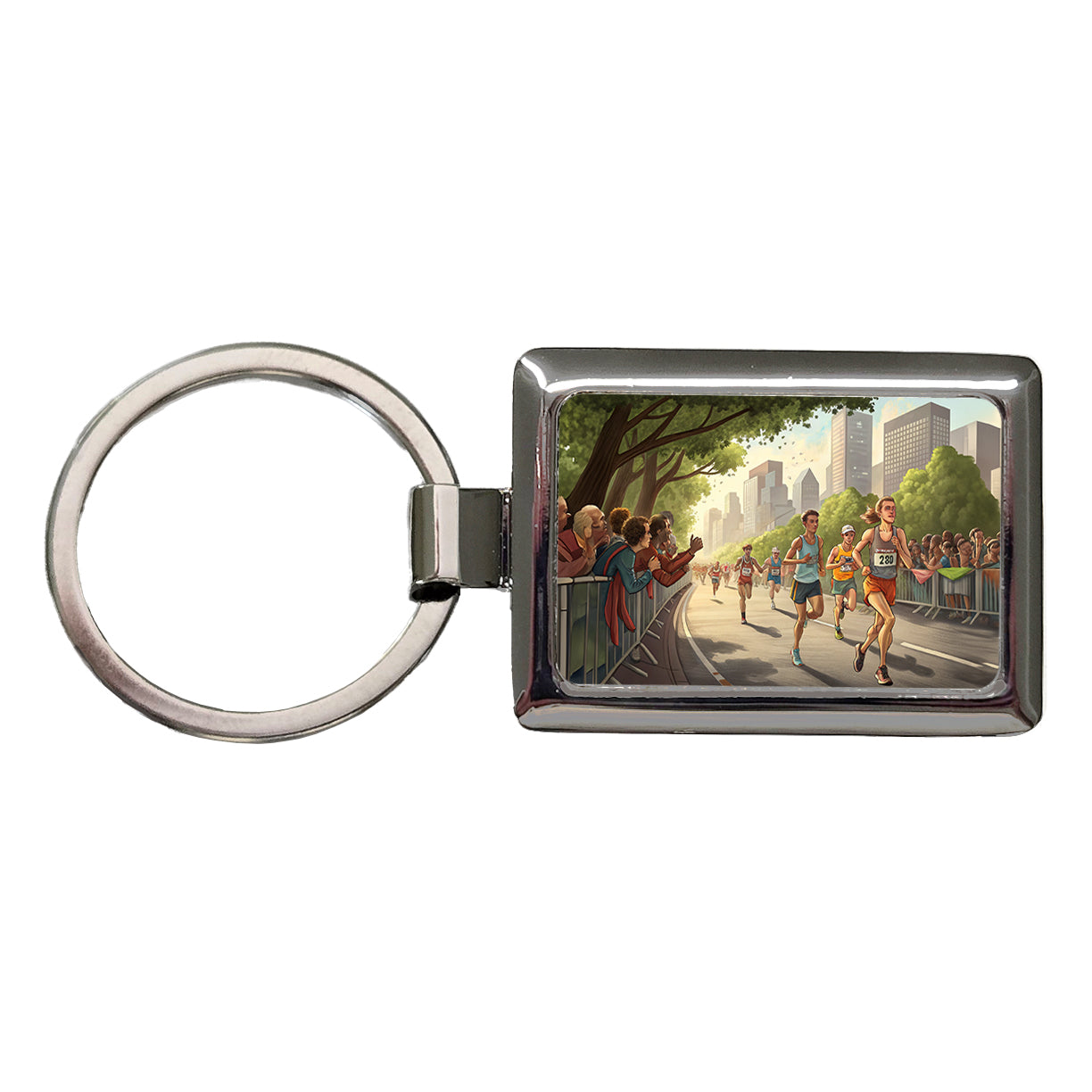 Marathon Running Race Jogging Rectangle Metal Keychain