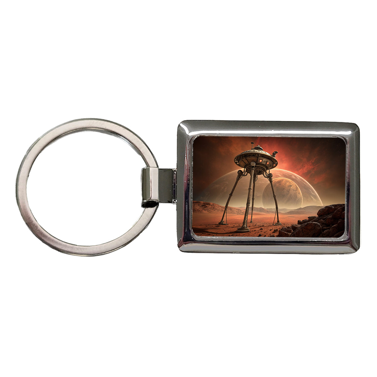 Martian Tripod War Machine Sci-fi From War Of The Worlds Rectangle Metal Keychain
