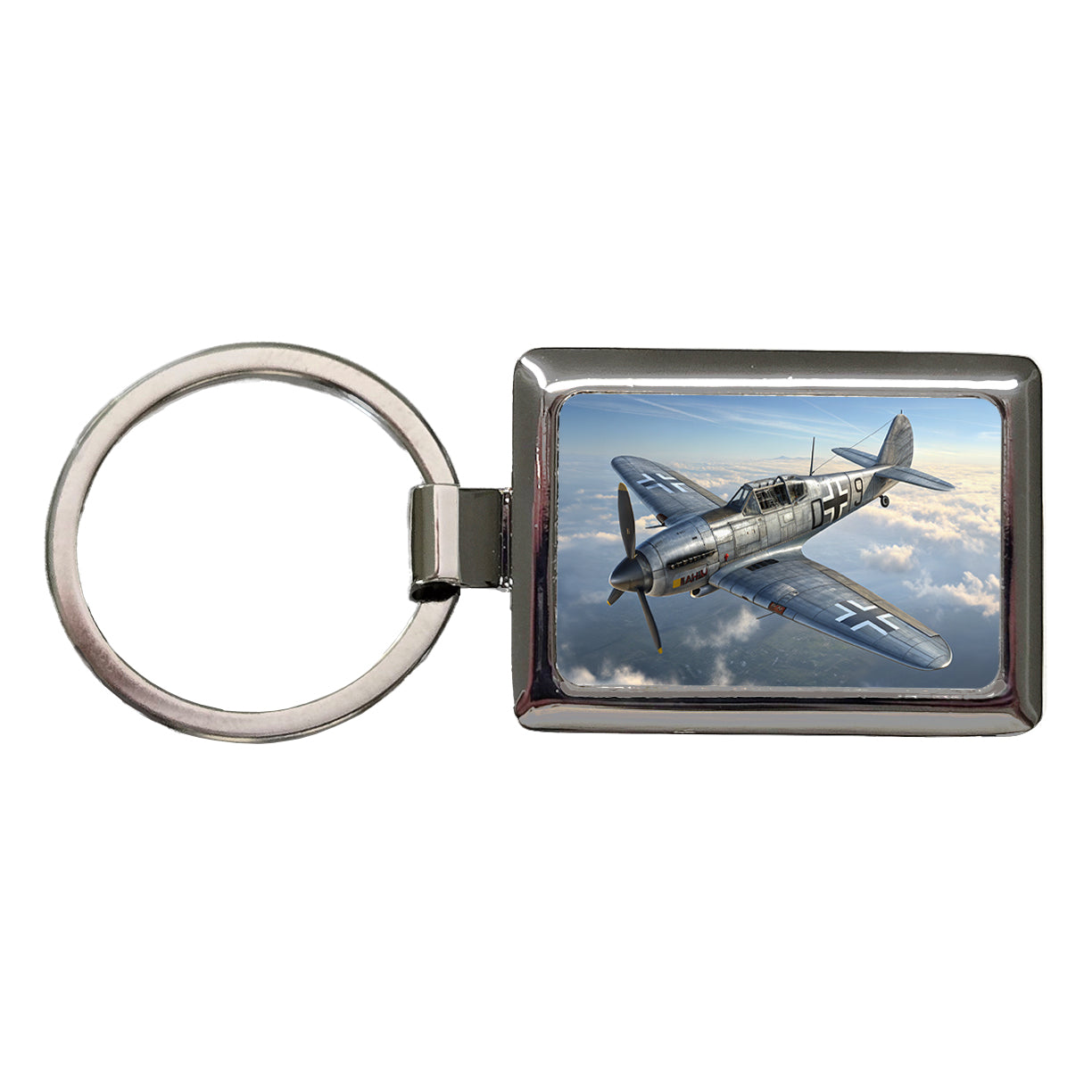 Messerschmitt Bf 109 WWII German Fighter Plane Rectangle Metal Keychain
