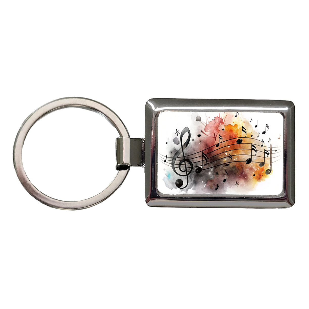 Music Musical Notes Treble Clef Watercolor Rectangle Metal Keychain