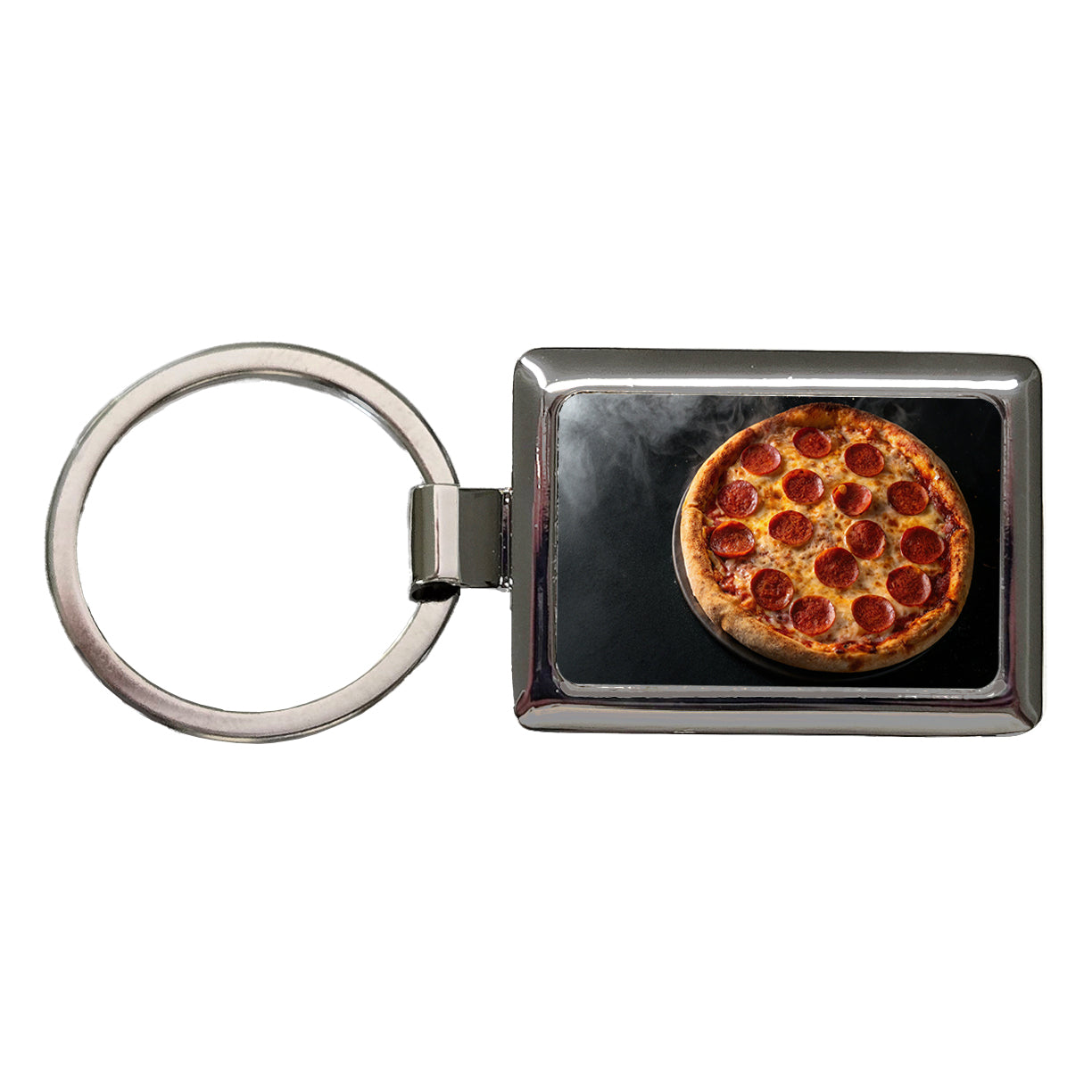 New York Style Pepperoni Pizza Rectangle Metal Keychain