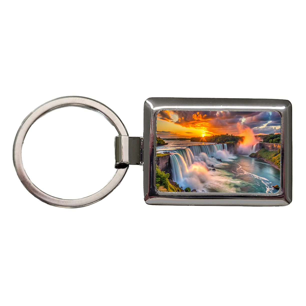 Niagara Falls At Sunset New York Rectangle Metal Keychain