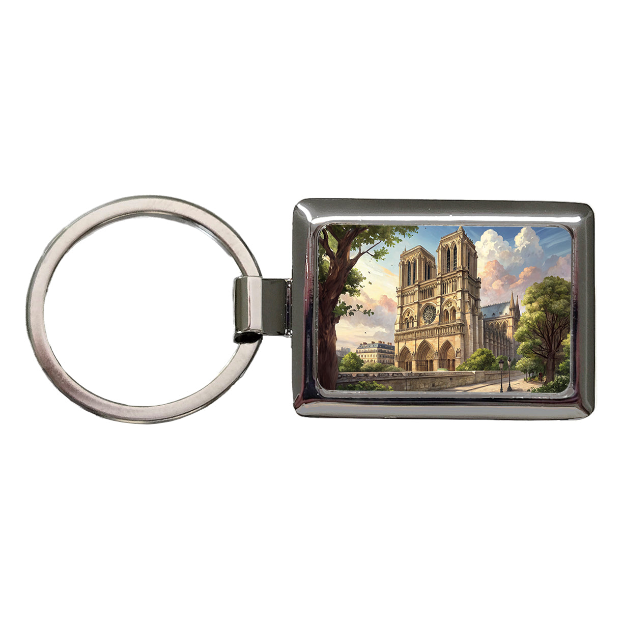 Notre Dame Church Paris France Rectangle Metal Keychain