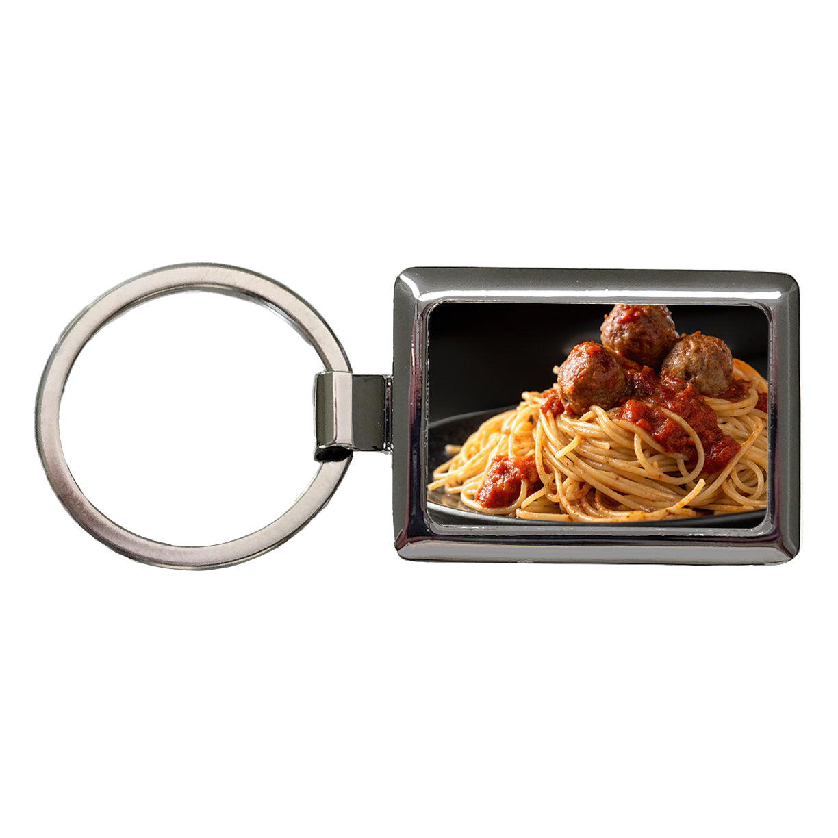 Pasta Spaghetti Sauce And Meatballs Rectangle Metal Keychain