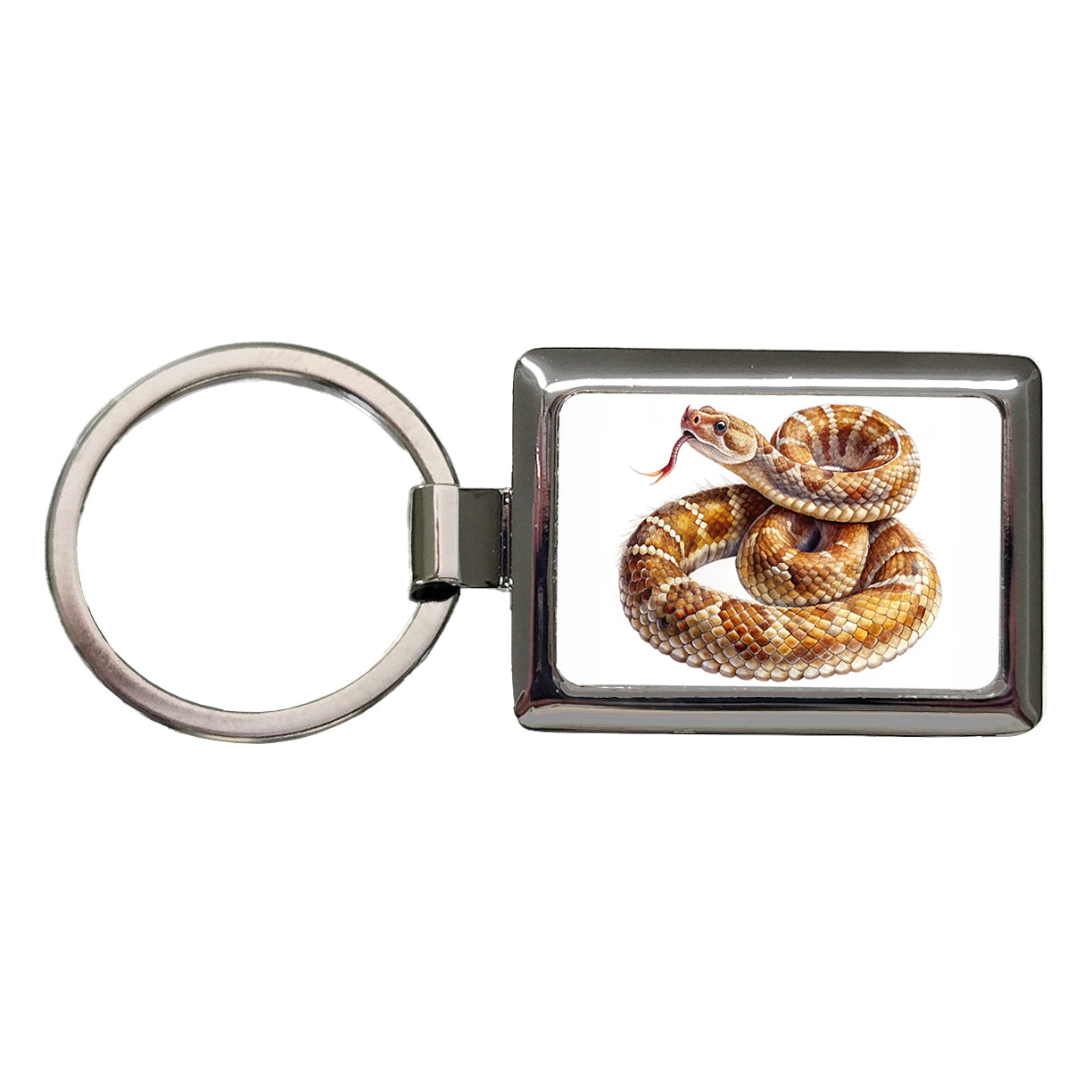 Rattlesnake Snake Reptile Watercolor Rectangle Metal Keychain