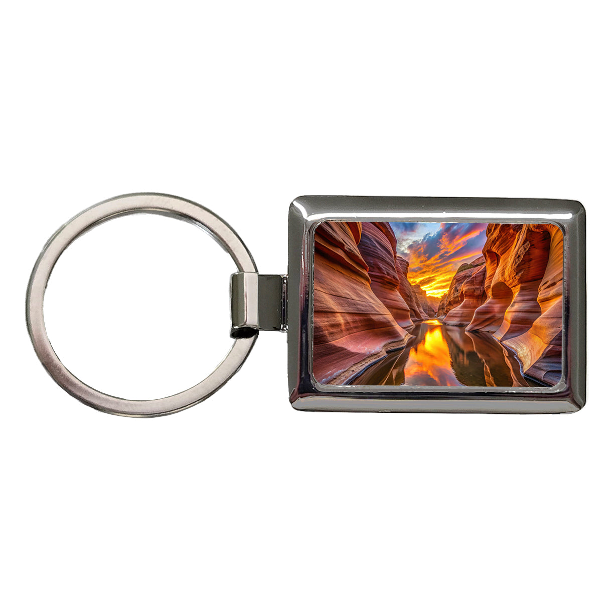 Slot Canyons And Water At Sunset Utah Arizona Rectangle Metal Keychain