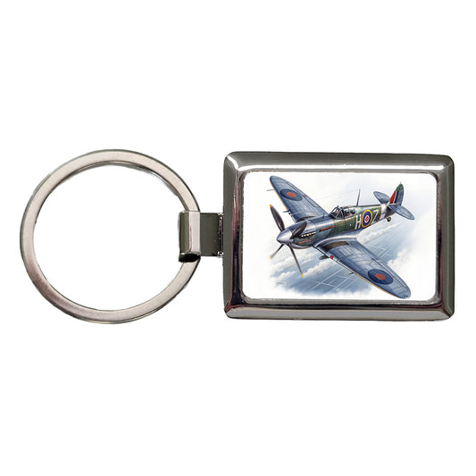 Spitfire WWII British Fighter Plane Rectangle Metal Keychain