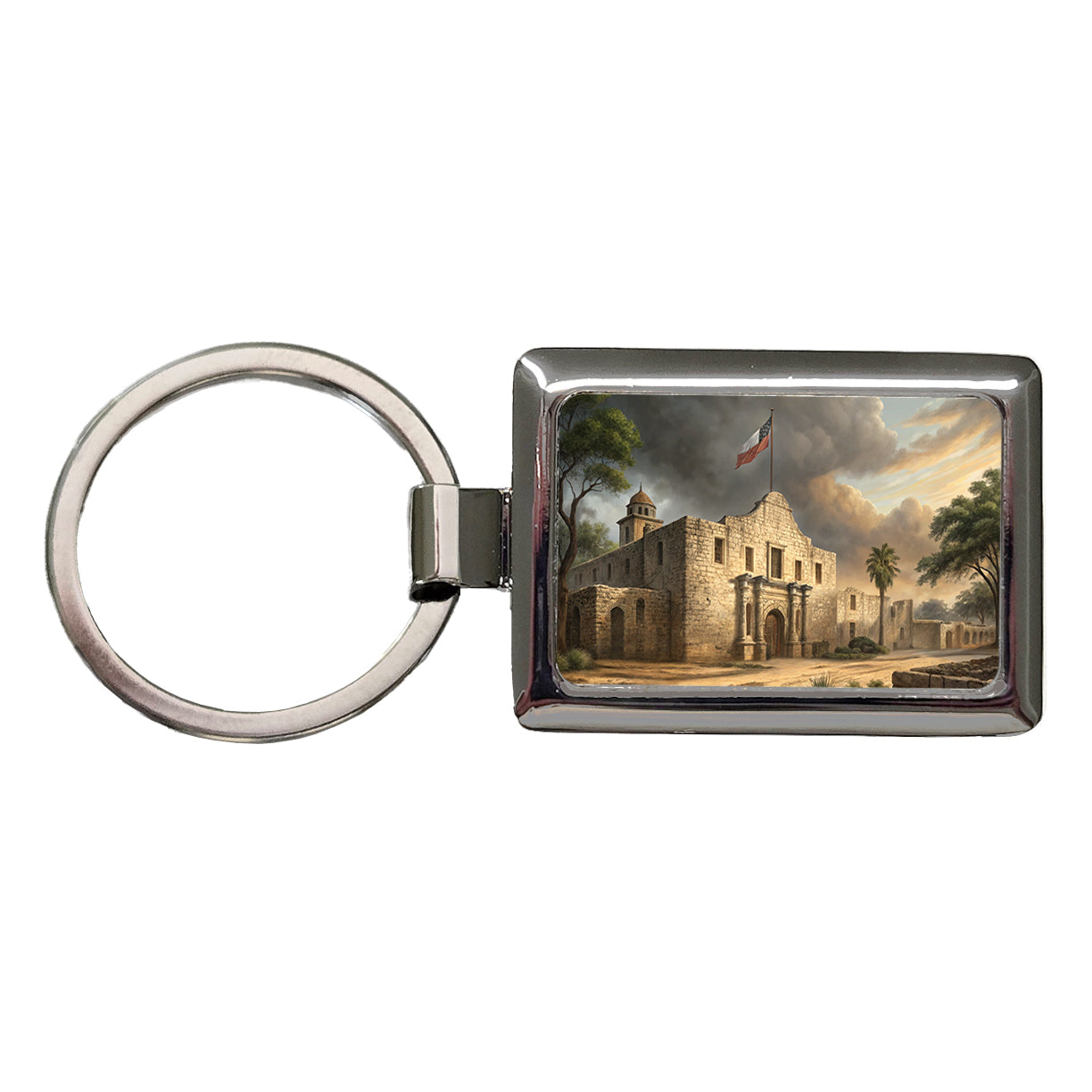 The Alamo In 1836 Texas Rectangle Metal Keychain