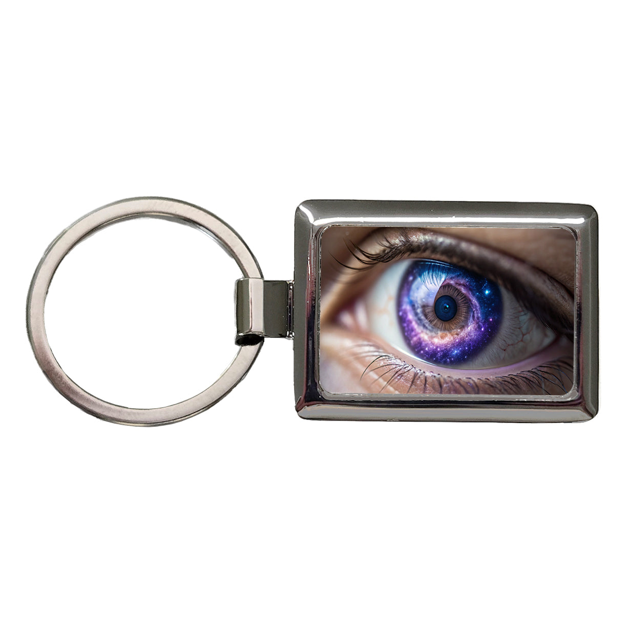 The Galaxy Seen Through Her Eyes Rectangle Metal Keychain
