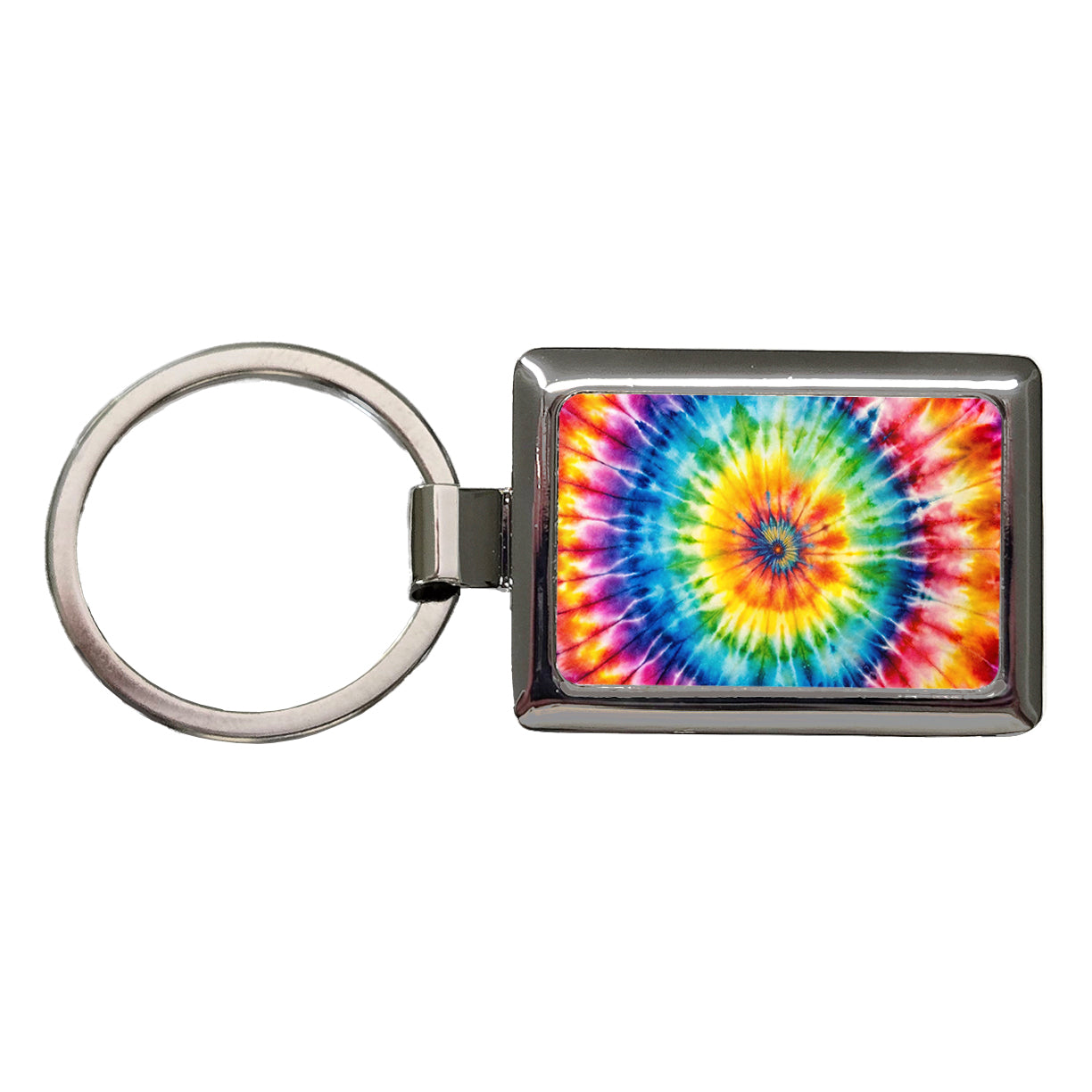 Tie-Dye Watercolor Design Rectangle Metal Keychain