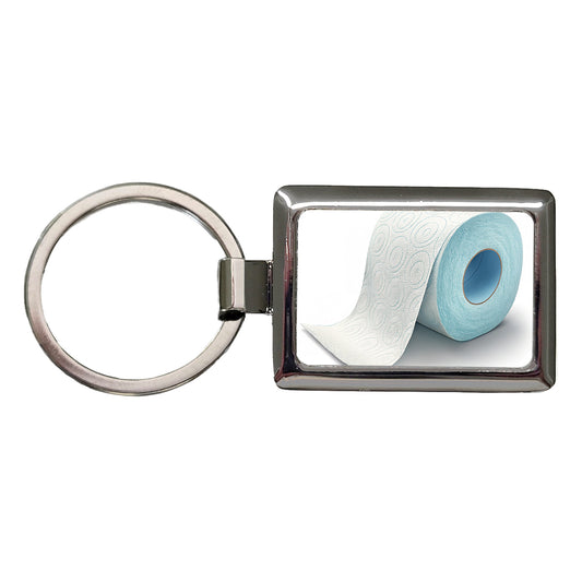 Toilet Paper Roll Rectangle Metal Keychain