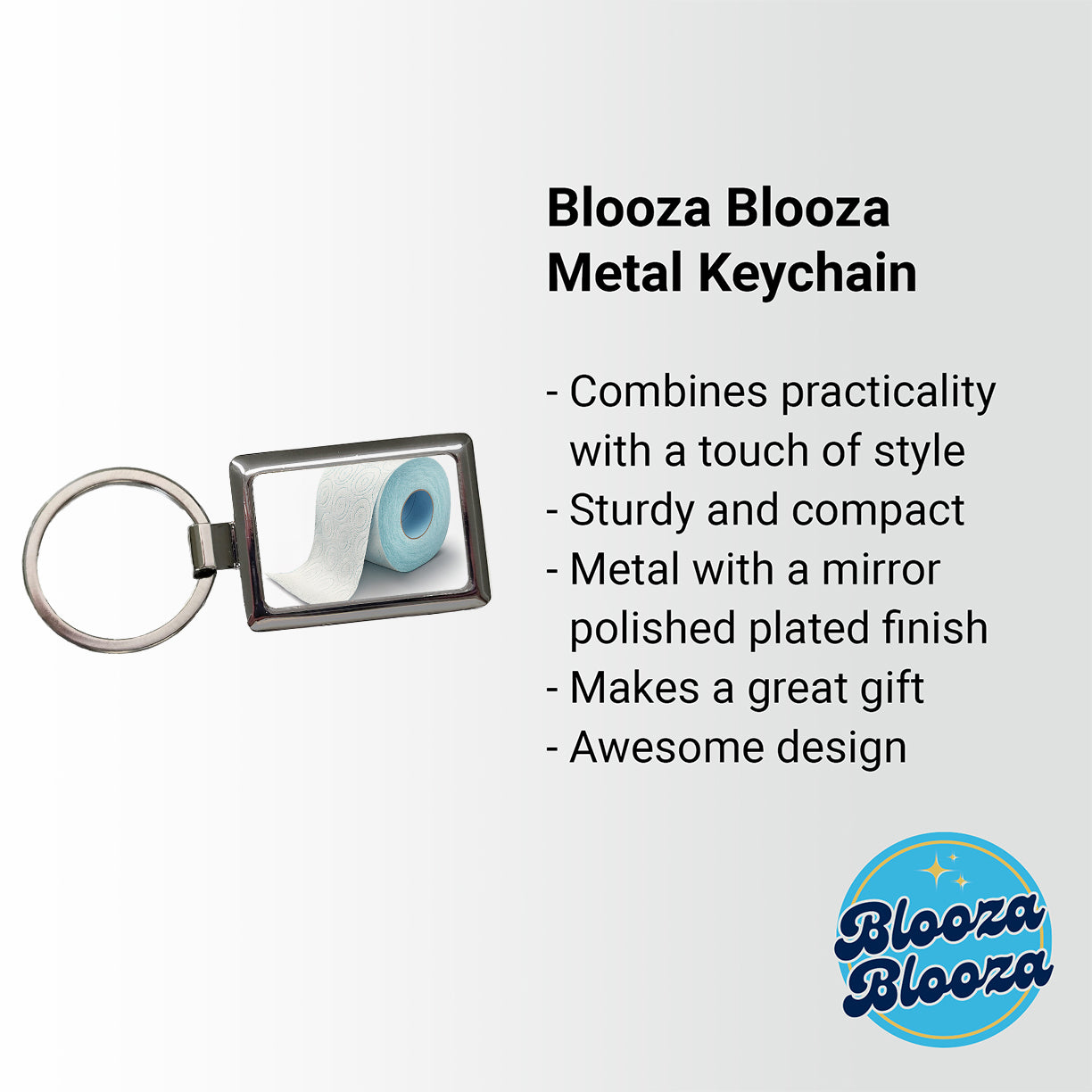 Toilet Paper Roll Rectangle Metal Keychain