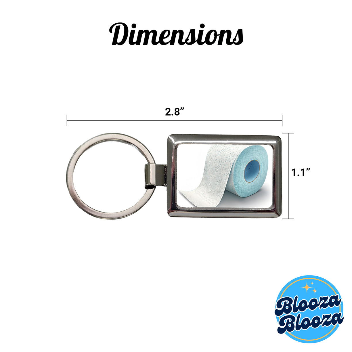Toilet Paper Roll Rectangle Metal Keychain