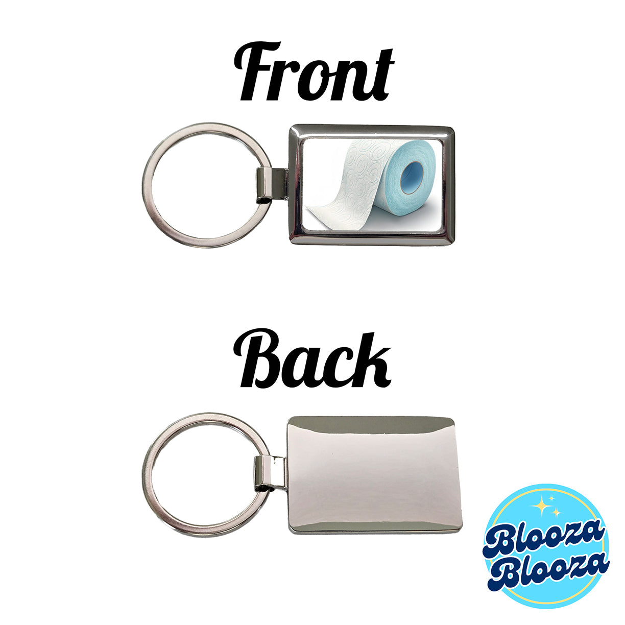 Toilet Paper Roll Rectangle Metal Keychain