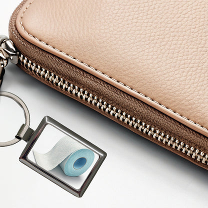 Toilet Paper Roll Rectangle Metal Keychain