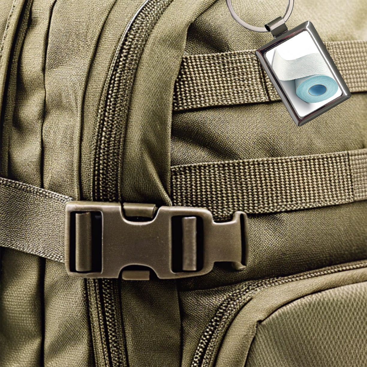 Toilet Paper Roll Rectangle Metal Keychain