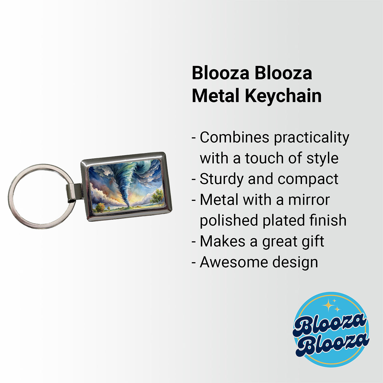 Tornado Twister Watercolor Rectangle Metal Keychain