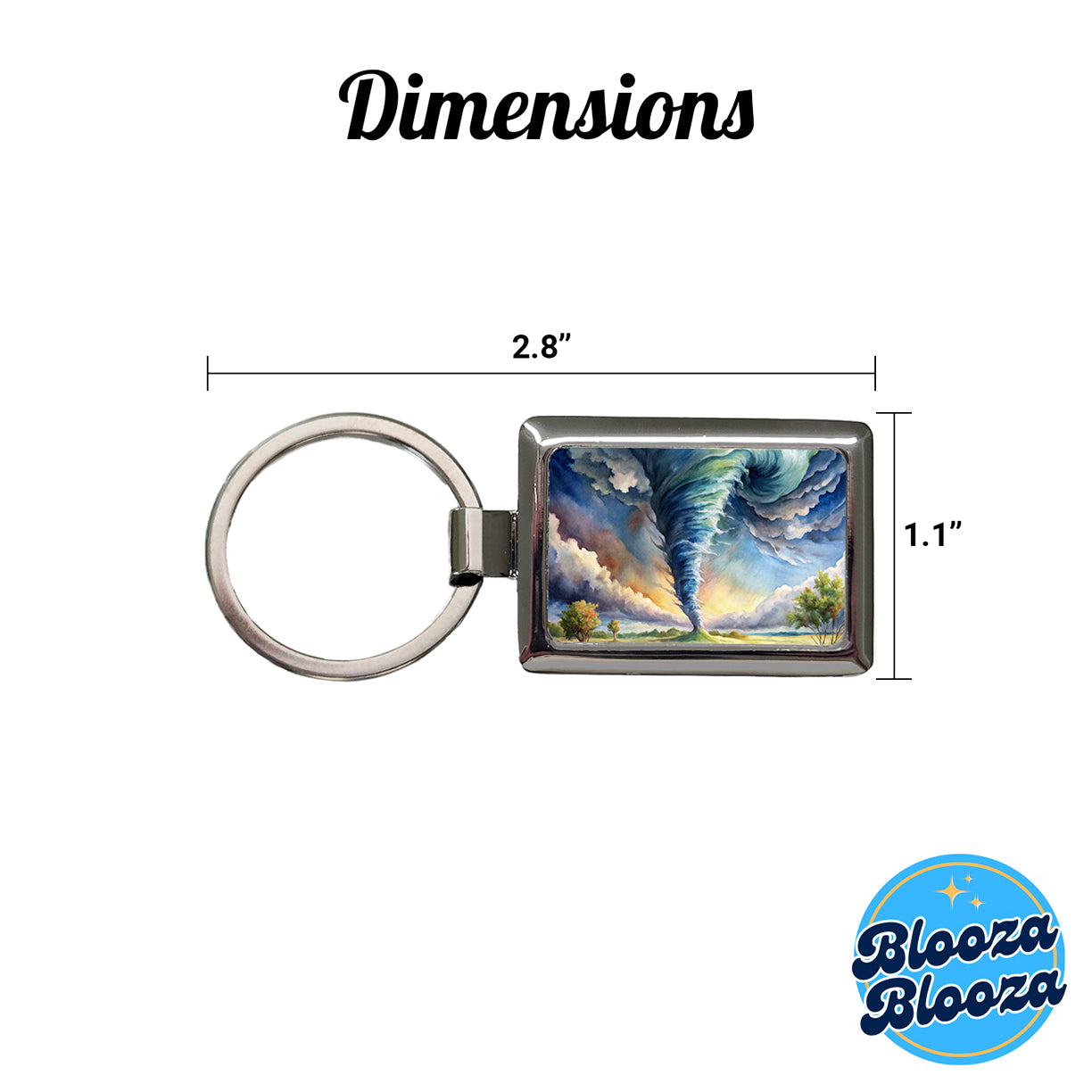 Tornado Twister Watercolor Rectangle Metal Keychain