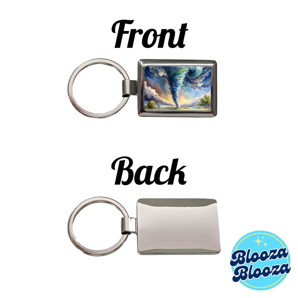 Tornado Twister Watercolor Rectangle Metal Keychain