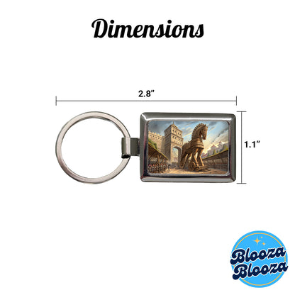 Trojan Horse Being Brought Into Troy Homer's Iliad War Rectangle Metal Keychain