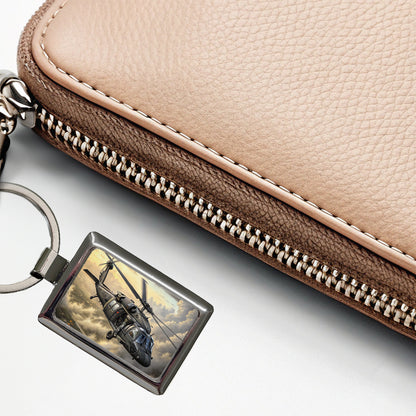 UH-60 Black Hawk US Helicopter Rectangle Metal Keychain