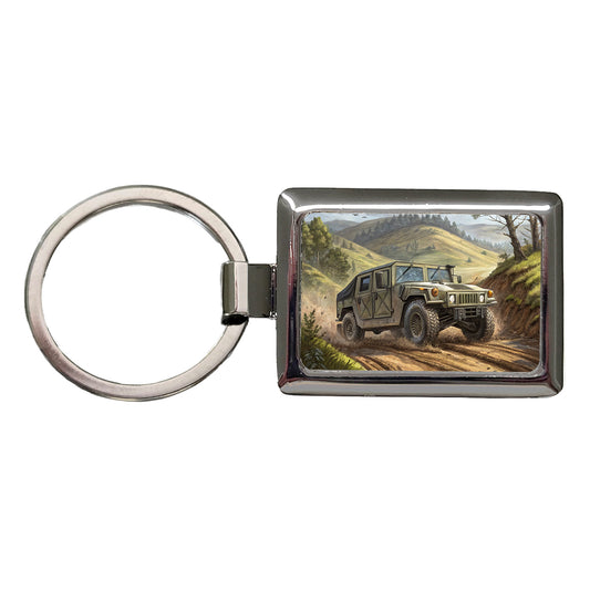 US Army Military Humvee Rectangle Metal Keychain