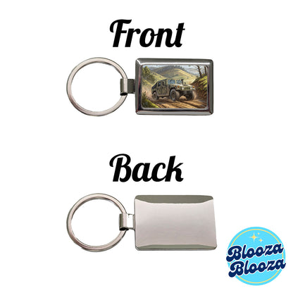 US Army Military Humvee Rectangle Metal Keychain
