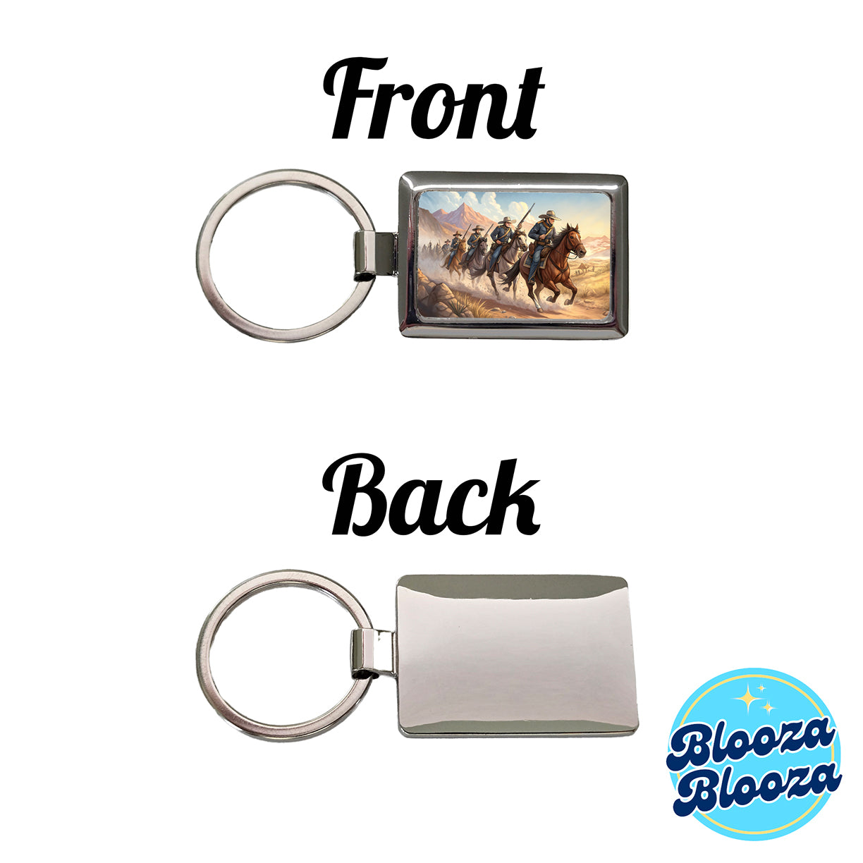 US Cavalry Charge Cowboy Western Old West Rectangle Metal Keychain