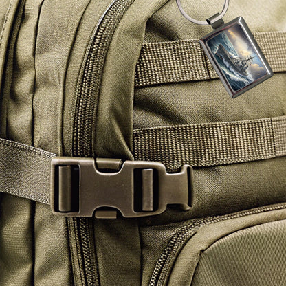US Navy Destroyer Underway Rectangle Metal Keychain
