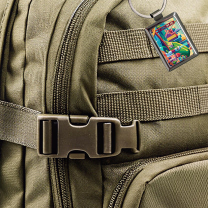 Vibrant Colored San Francisco City California Skyline Landscape Rectangle Metal Keychain