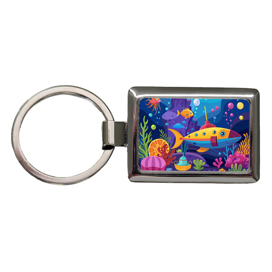 Vibrant Colored Undersea Underwater Ocean Fantasy World Rectangle Metal Keychain