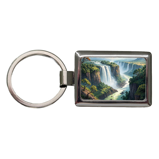 Victoria Falls Zimbabwe Zambia Africa Rectangle Metal Keychain