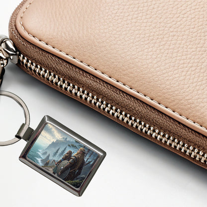 Vikings Raiders Anime Style Fantasy Rectangle Metal Keychain