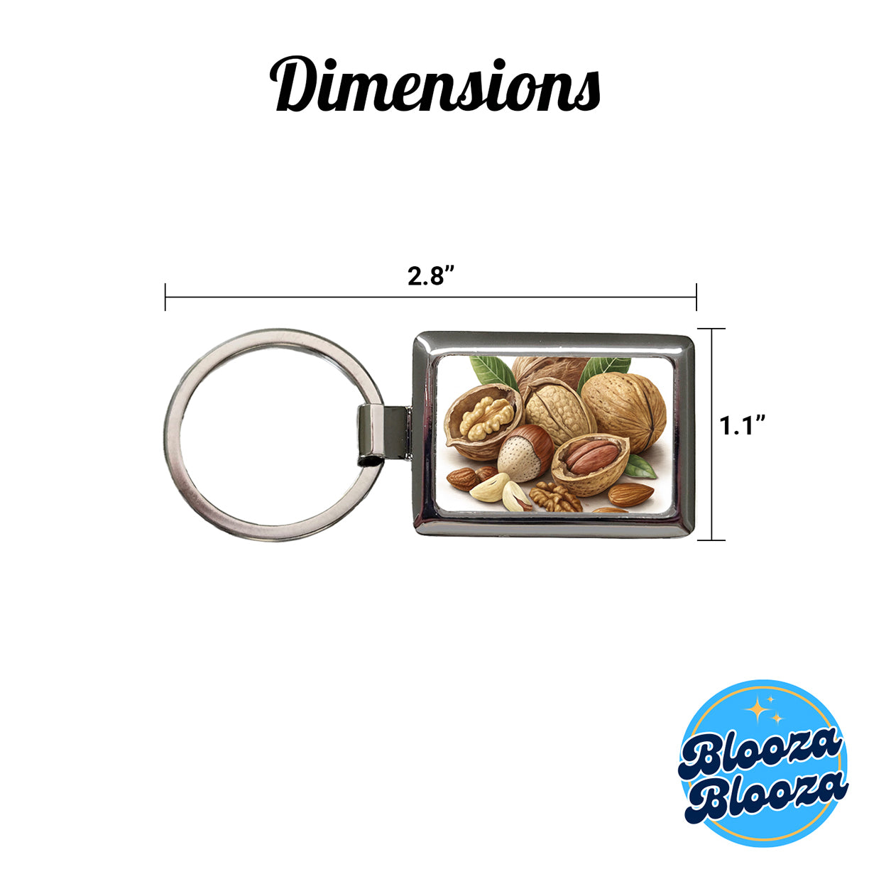 Walnuts Hazelnuts Almonds Brazil Nuts Rectangle Metal Keychain