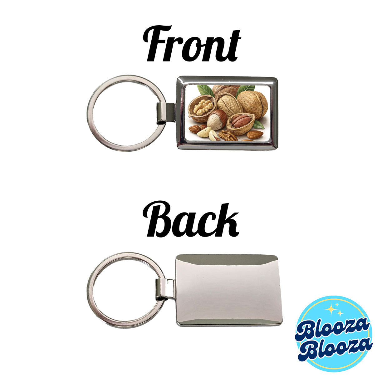 Walnuts Hazelnuts Almonds Brazil Nuts Rectangle Metal Keychain