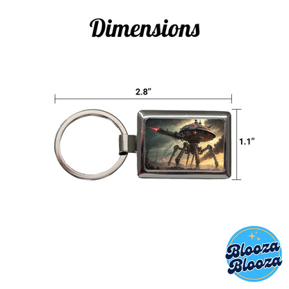 War Of The Worlds Sci-fi Martian War Machine Rectangle Metal Keychain