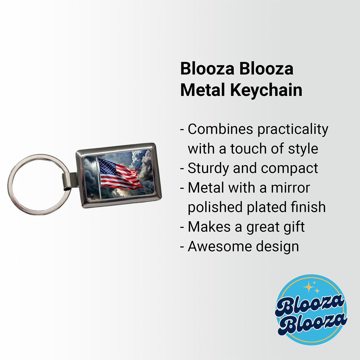 Waving American Flag After Storm Patriotic United States Rectangle Metal Keychain