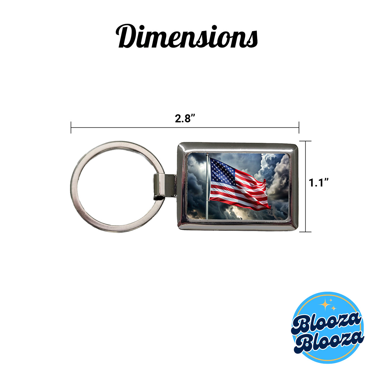 Waving American Flag After Storm Patriotic United States Rectangle Metal Keychain