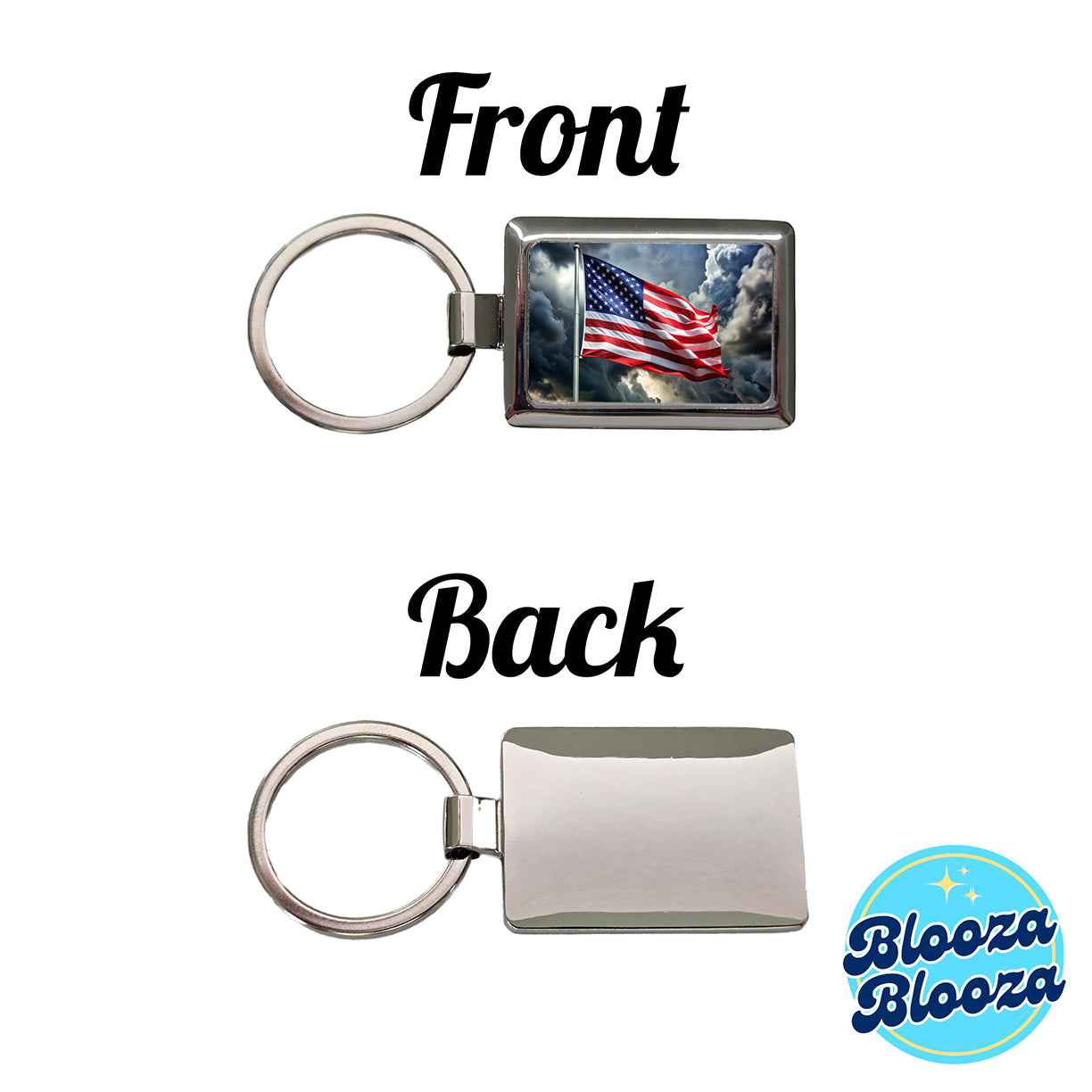 Waving American Flag After Storm Patriotic United States Rectangle Metal Keychain