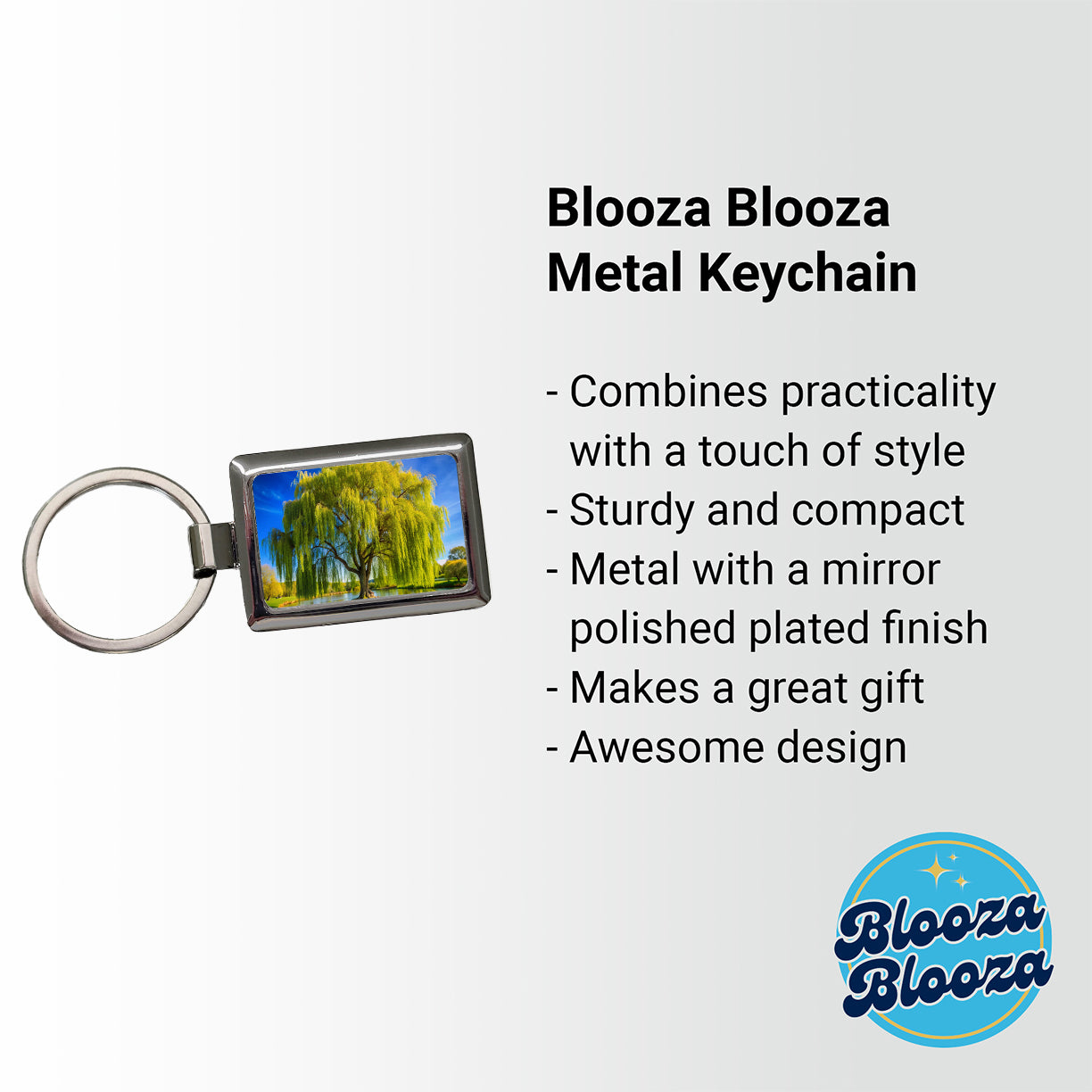 Weeping Willow Tree in Pond Rectangle Metal Keychain