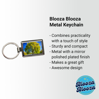 Weeping Willow Tree in Pond Rectangle Metal Keychain