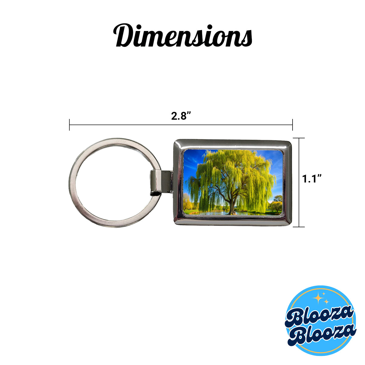 Weeping Willow Tree in Pond Rectangle Metal Keychain