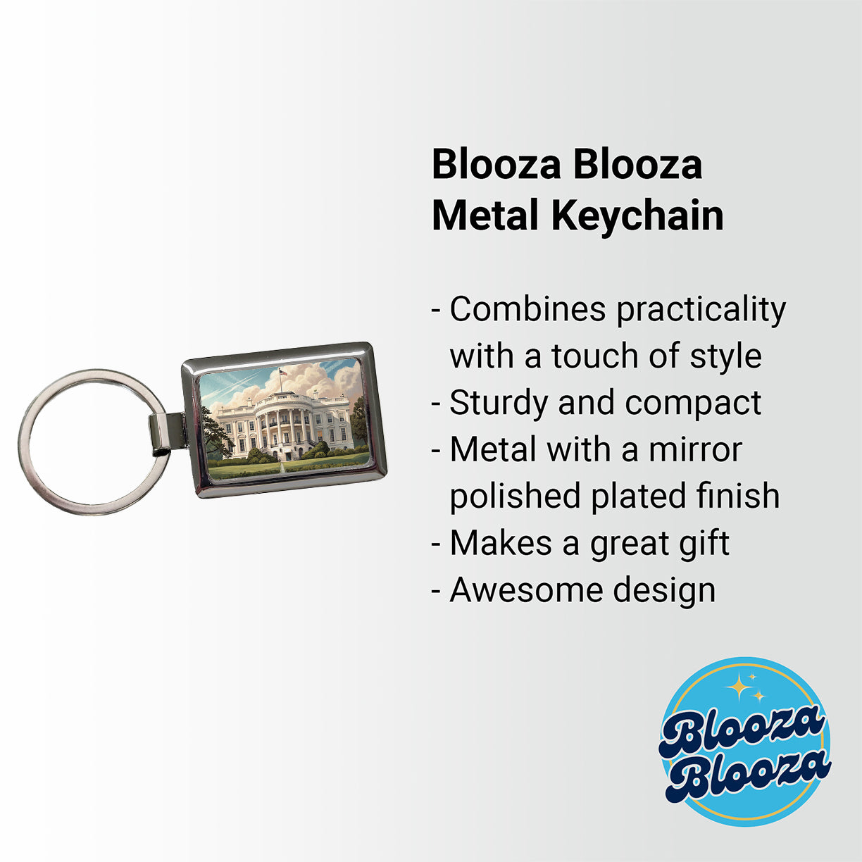 White House Washington DC Rectangle Metal Keychain